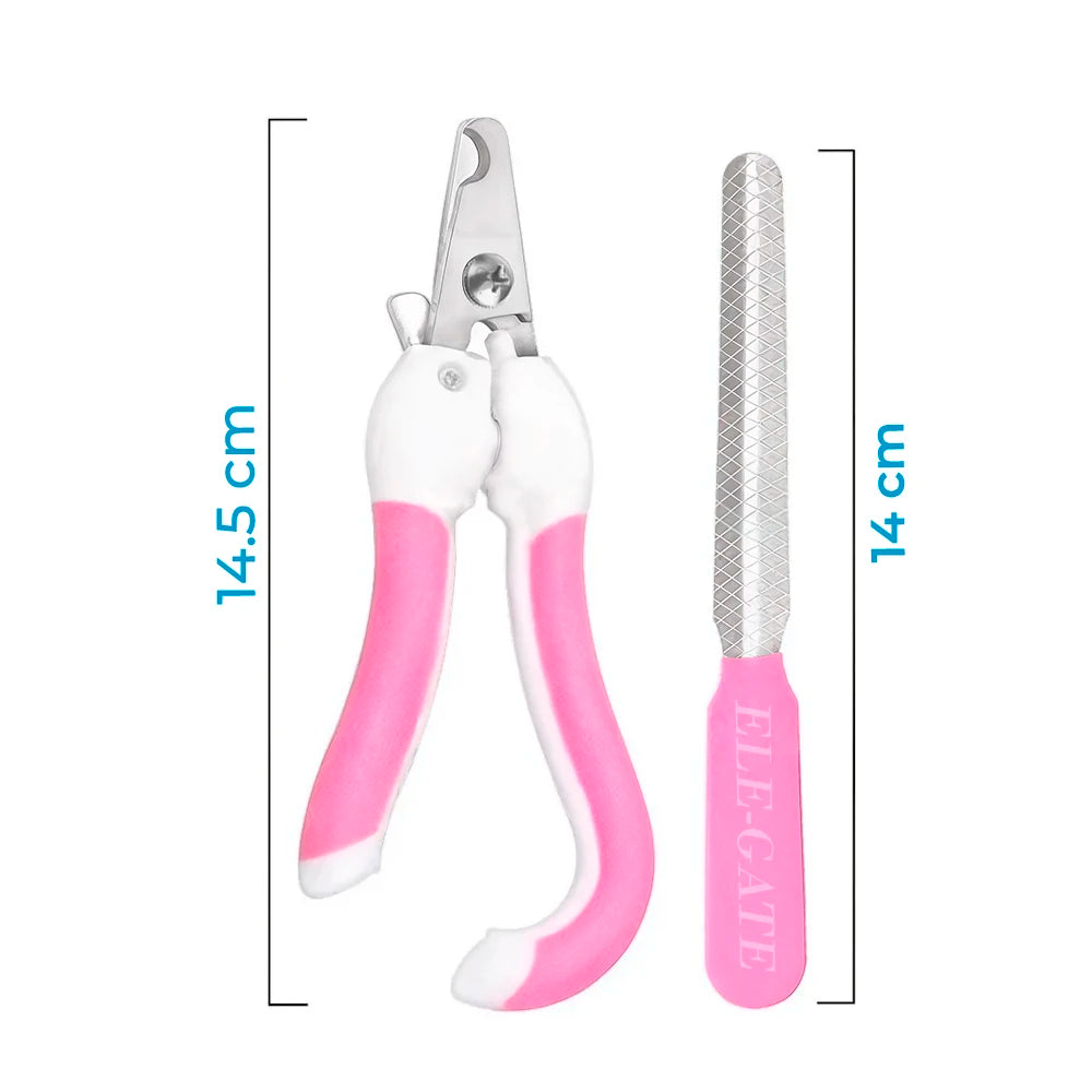 ELE-GATE Convenient Pet Nail Trimmer Kit with Stainless Steel Pliers and ABS File for Cats' Nail Grooming