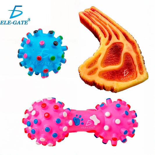 ELE-GATE Eco-Friendly Squeaky Durable Plastic Pet Chew Toys Interactive Indoor Use Solid Pattern Medium Dog Play Luxury Random