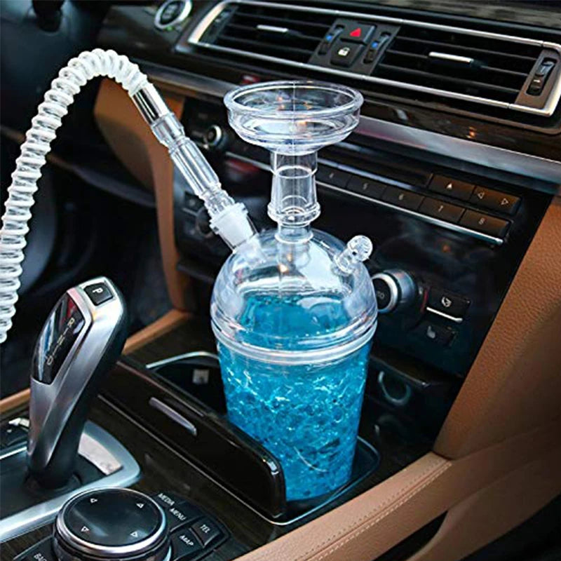 Portable Hookah Cup Set with LED Light and Shisha Accessories Acrylic Hookah Shisha Pipe Easy to Carry for Home Cars and Parties