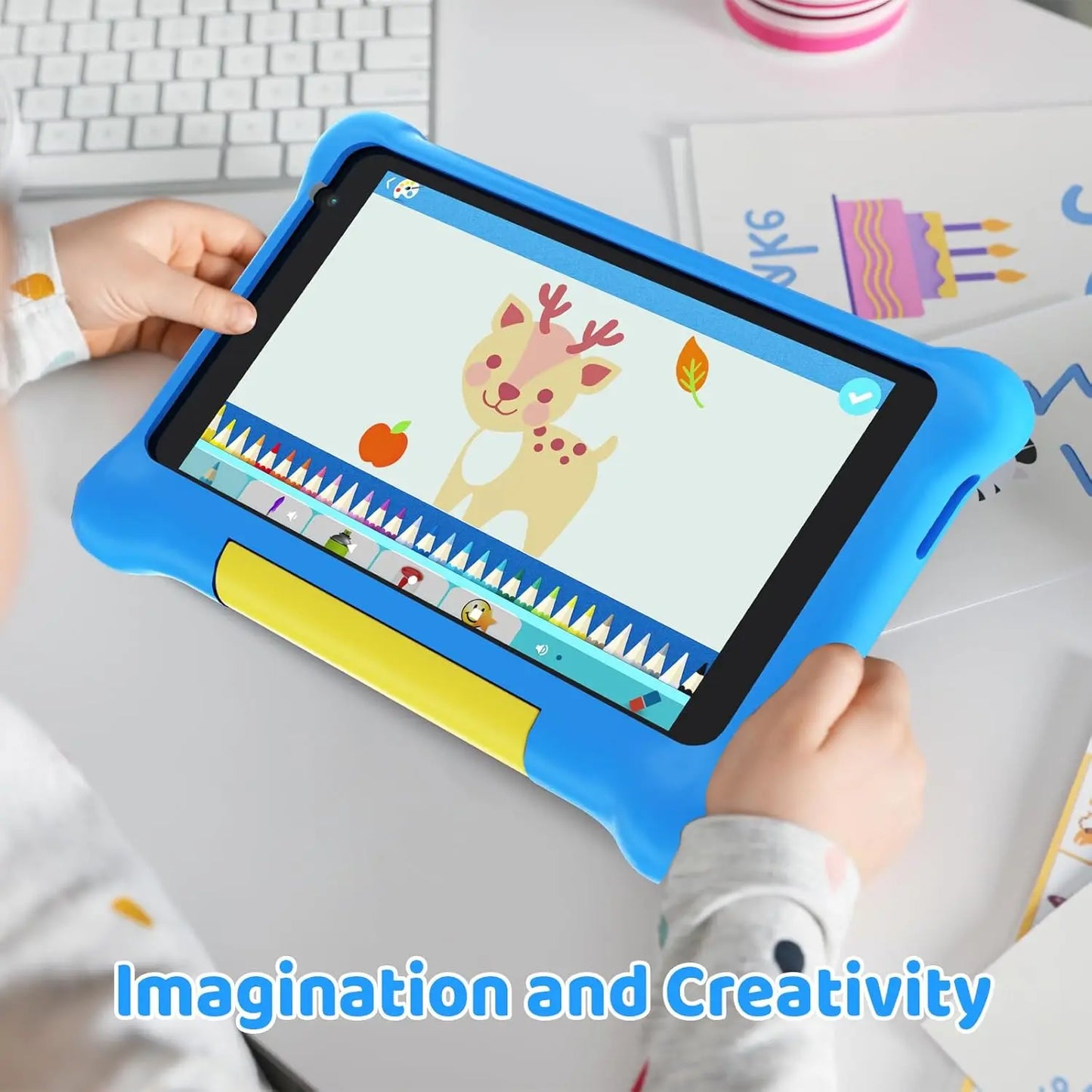 AEEZO 7 Inch Kids Tablet Quad Core Android 13 5GB RAM 32GB ROM WiFi Bluetooth Educational Software Installed Parental Control