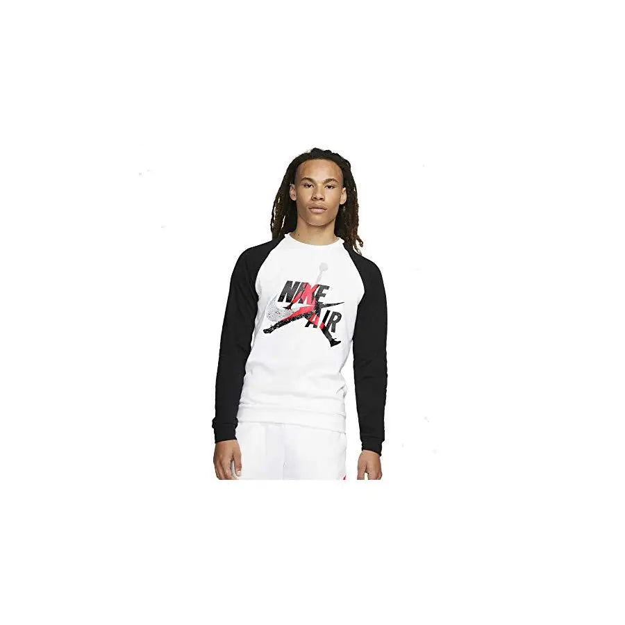 Jordan Classics Fleece Crew Long-Sleeve Mens Active Shirts & Tees Color: White  100% Authentic