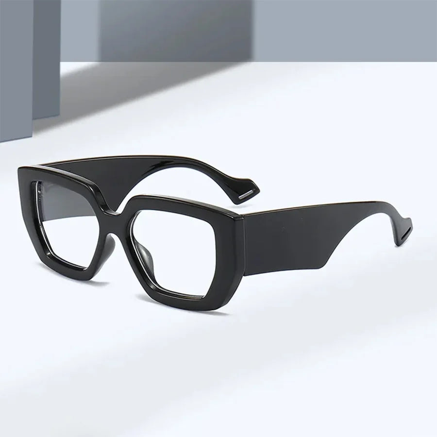 Fashionable Black Square Large Frame Women's Sunglasses Transparent Lenses Daily Vacation Decorative Glasses