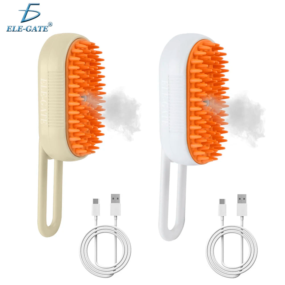 ELE-GATE USB Rechargeable Pet Hair Removal Brush with Customizable Size Plastic Brush and Vaporizer