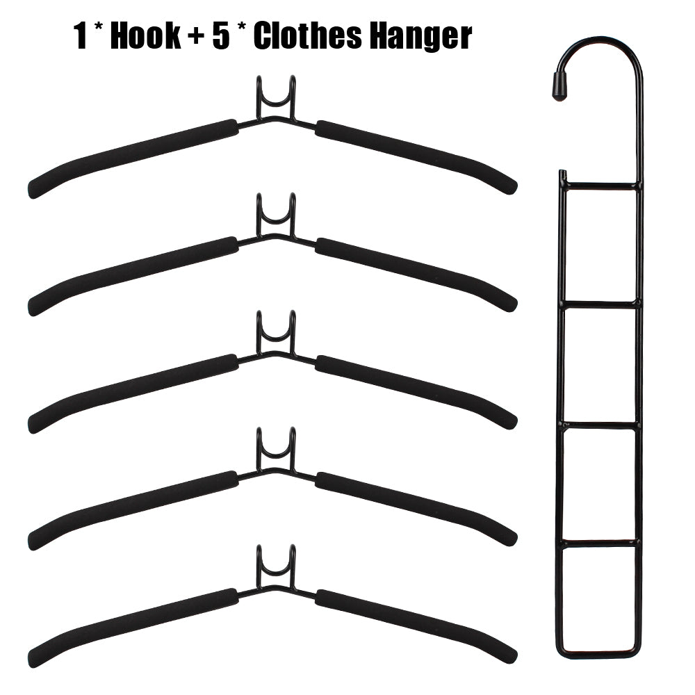 Household One-Piece Clothes Hanger Indoor Space Saving Clothes Drying Rack Mounted Hanger Detachable Storage Holder 5 Layer
