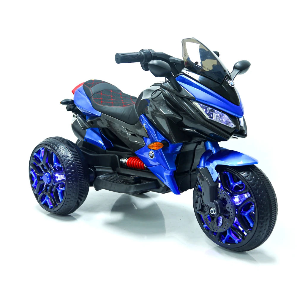 Ride-On Scooter 3-Wheels Battery Powered Motorbike Rechargeable Manual Throttle Drive by Hand Lighting Wheels Kids Motorcycle