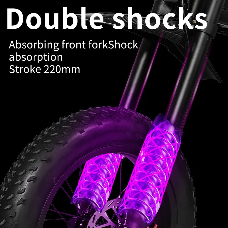 US EU Stock HEZZO D5 60V 3000W Electric Bike Off-road 43Mph 20Inch Fat Tire Ebike 30Ah Removable 150Km Cross Electric Dirt Bike