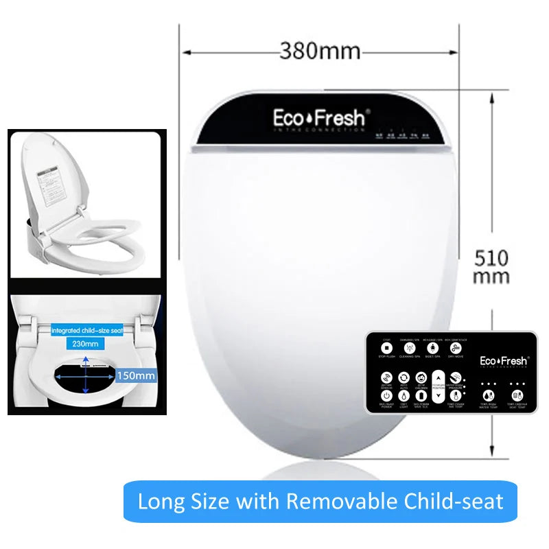 EcoFresh Smart toilet seat  Electric Bidet cover intelligent bidet heat clean dry Massage care for child woman the old