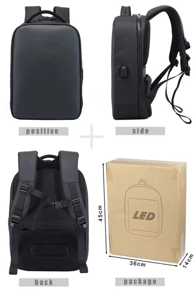 Full Color Smart LED Display Waterproof Backpack Travel Portable Dynamic Laptop Bag Digital Advertising Display 20-35L WiFi