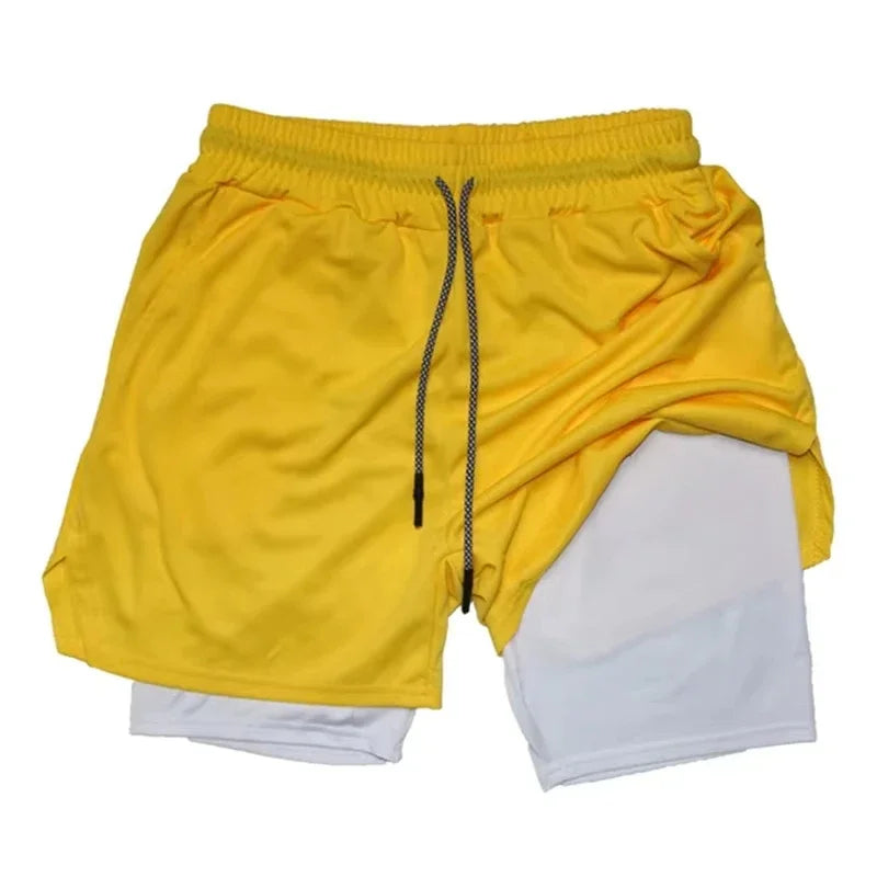 Men's 2-in-1 Camo Quick Dry Yoga and Running Shorts Compression Inner Layer Gym Fitness Jogging Pants