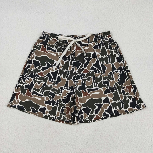 USA Warehouse Adult Men Southern Dark Brown Camo Print Trunks Wholesale Boutique Swimming Clothes Low Price Ready to Ship No Moq