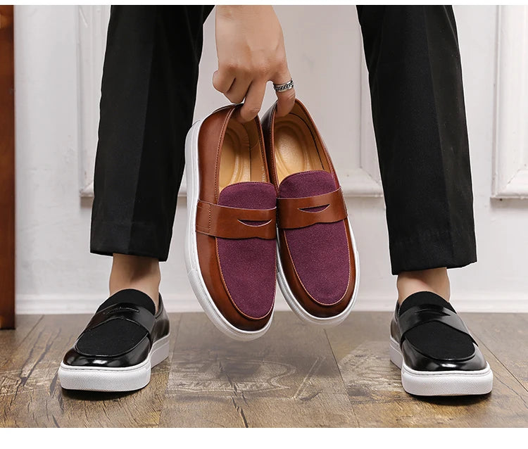 Men's Premium Faux Suede Leather Penny Loafers - Classic Slip-On Moccasin Shoes for Casual & Formal Wear