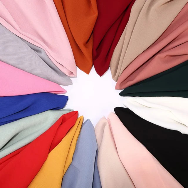New Design Malaysia Chiffon Hijab Muslim Women Pure Color Crinkle Scarf