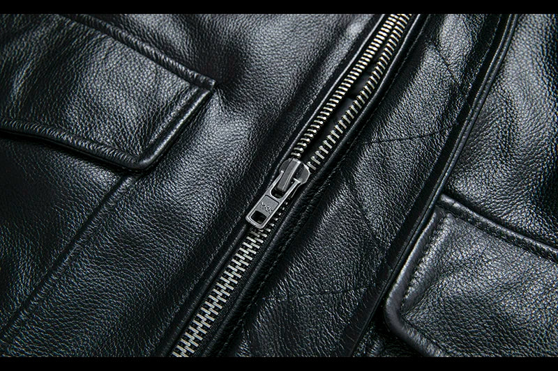 Air Force Flight Jacket Fur Collar Genuine Top Layer Cow Leather Jacket Men Black Brown Cow Coat Men's Winter Jacket 정품 가죽