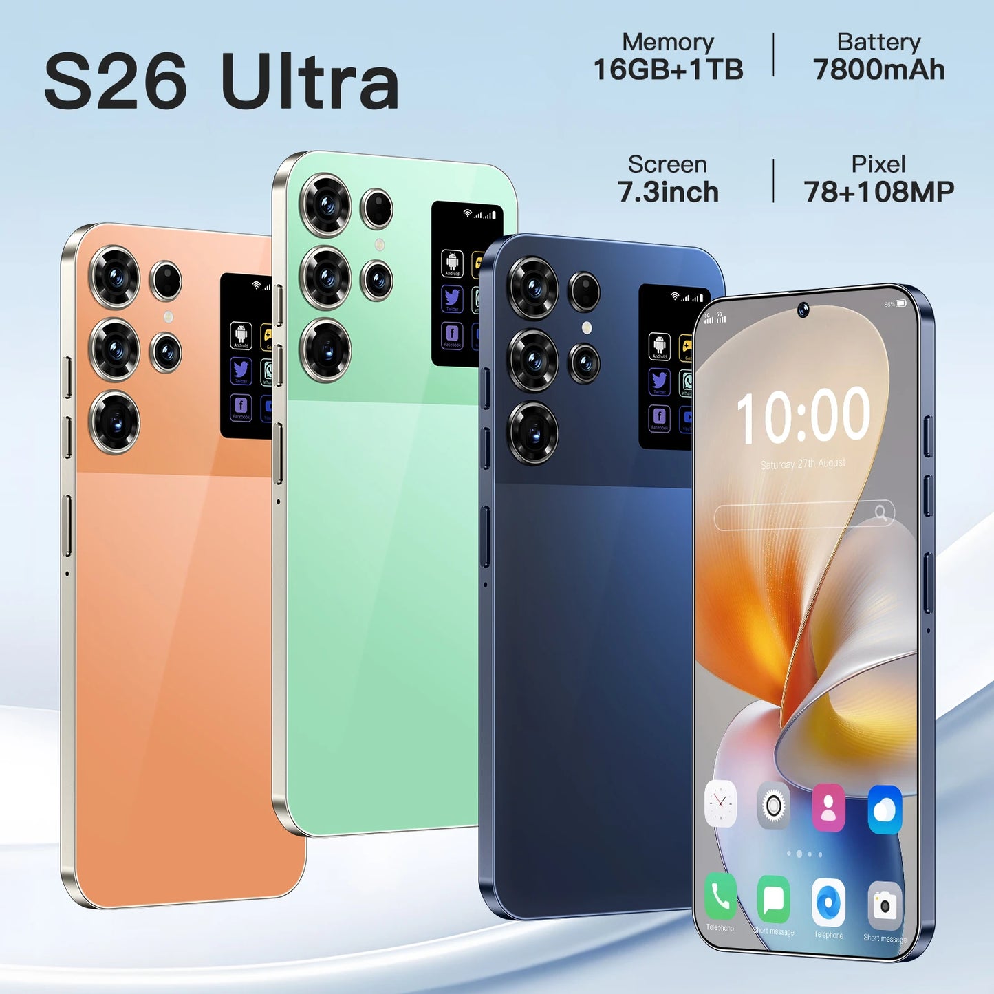 S26 Ultra Phone Global Version Mobile Phone 16GB Android 14 Cellphones Unlocked Smartphone