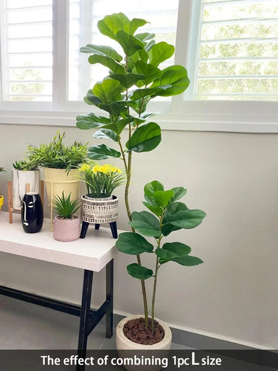 1pc Artificial Ficus Microcarpa Plant With Big Branches for Indoor&Outdoor House Decor Garden Ornaments, Without Pot