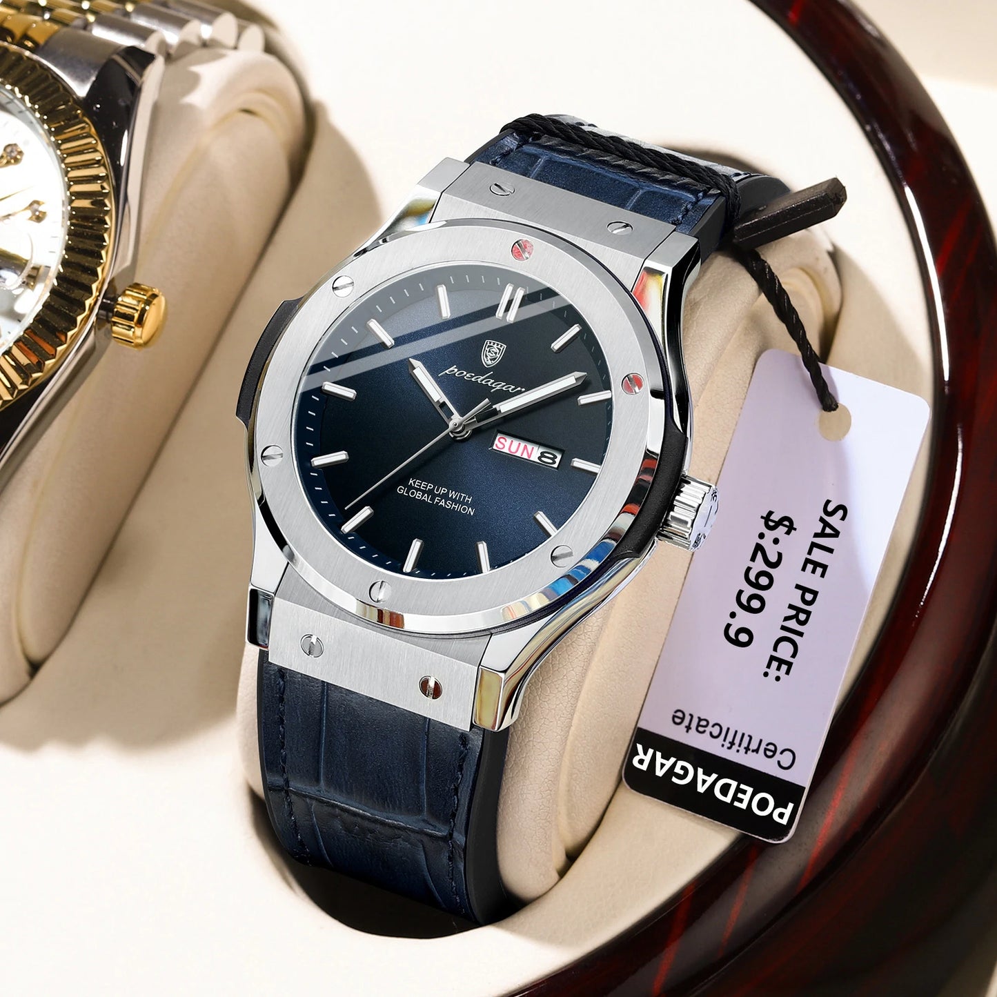 POEDAGAR 952 Brand Name Popular Man Quartz Watch clear Silicone Strap Waterproofing Week Display Simple Business Watch Supplier