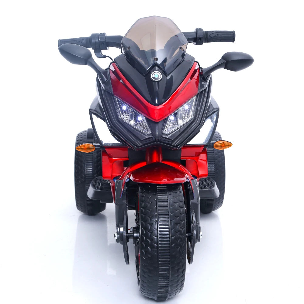 Ride-On Scooter 3-Wheels Battery Powered Motorbike Rechargeable Manual Throttle Drive by Hand Lighting Wheels Kids Motorcycle