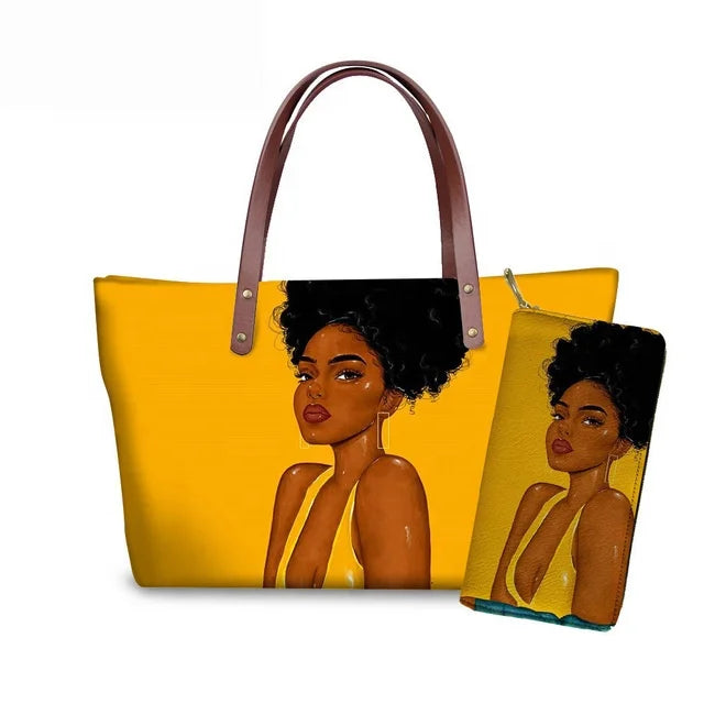 Top Seller Cheap Price Customize Design 2 Pcs Set African Print Women Shoulder Bag Handbag Fancy Beach Handbags for Women Luxury