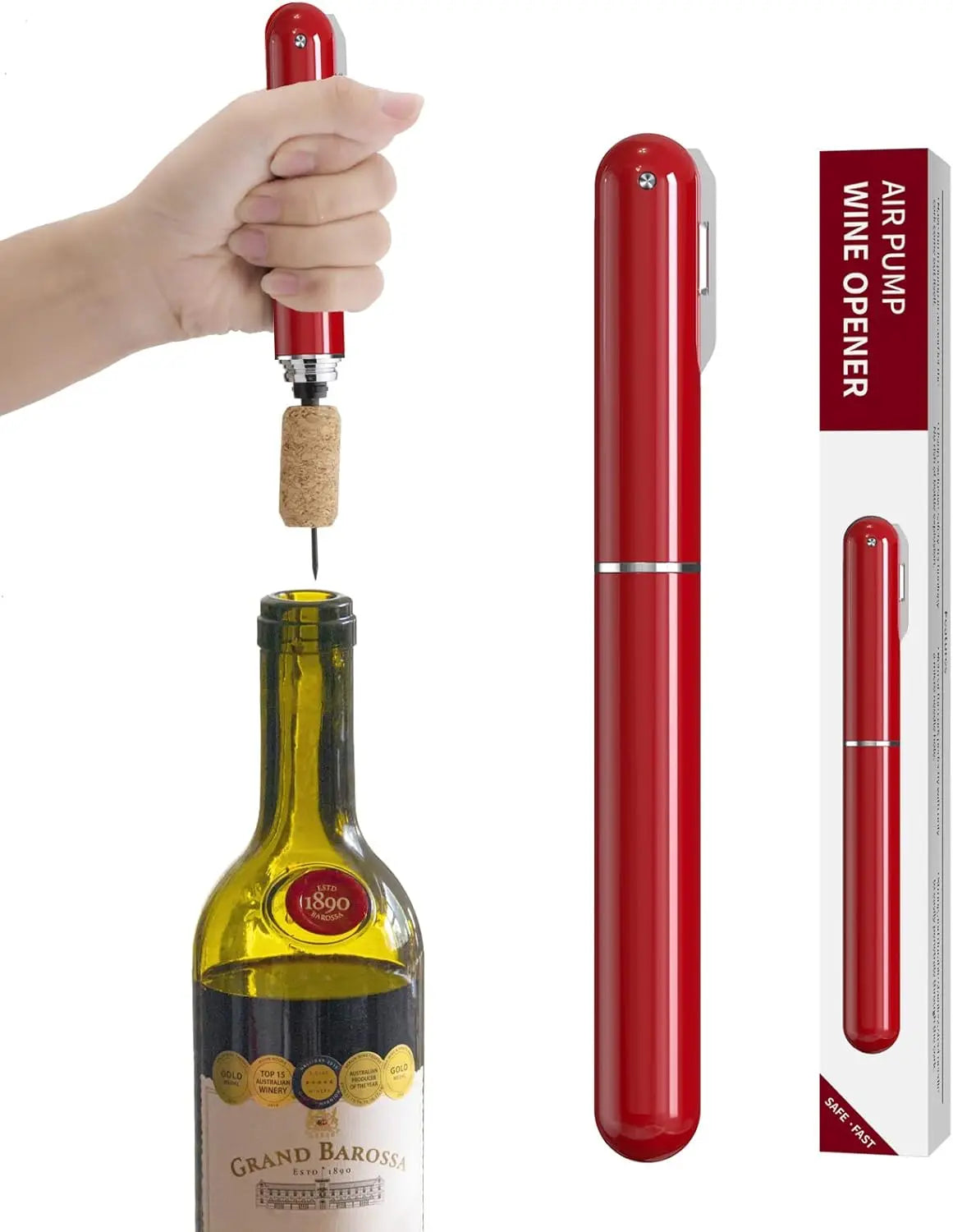 Easy-Open Portable Travel Wine Corkscrew Handheld Wine Cork Remover 2-in-1 Air Pressure Wine Bottle Opener with Foil Cutter