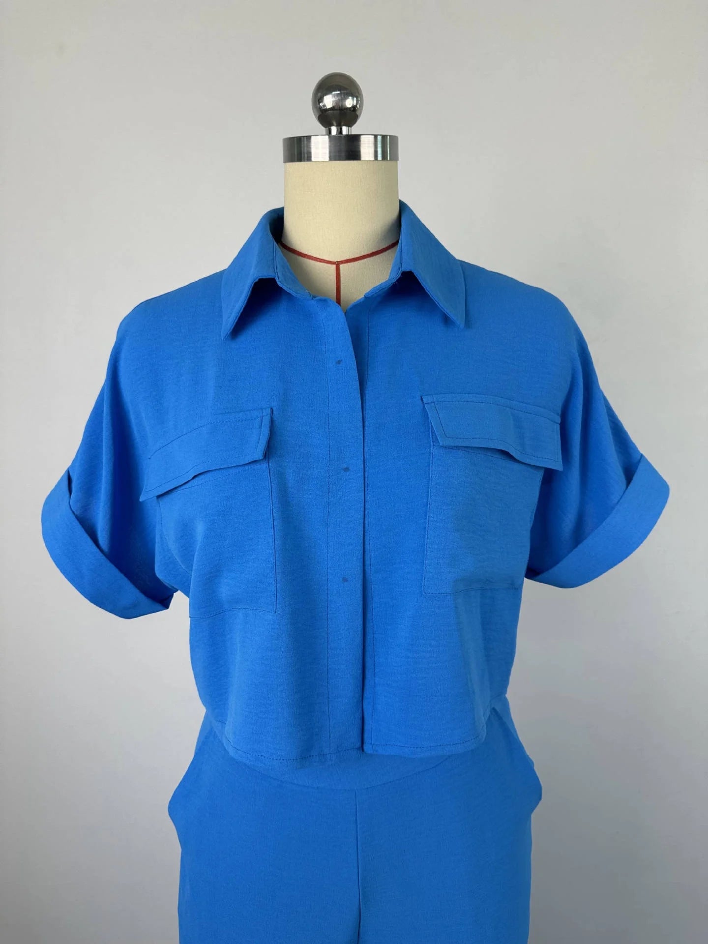 Women's Summer Casual Lapel Short Sleeve Shirt Wide Leg Pants 2 Pieces