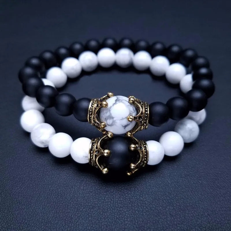 Charm Bracelet for Men Fashion Luxury Antique crown High quality Tiger eye stone bead Bracelets Jewelry Male Pulseira bileklik