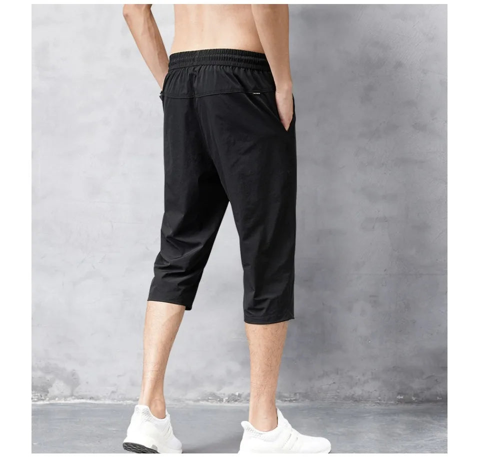 Male Bermuda Board Quick Drying Beach Black Men's Long Shorts Men's Shorts Summer Breeches 2025 Thin Nylon 3/4 Length Trousers