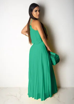 Summer Two Piece Long Dress Women Elegant 2 Piece Set Crop Top and Skirt Set Sexy Sleeveless Beach Party Outfit