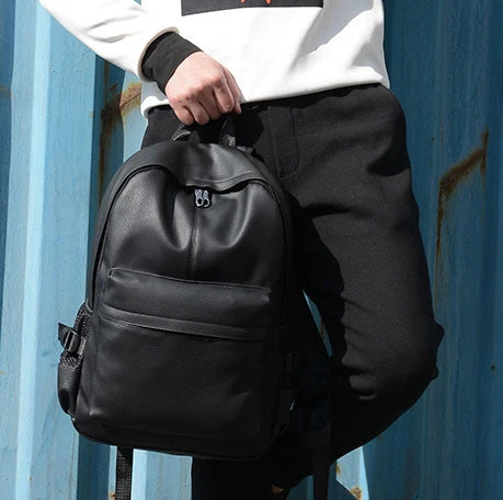 Fashion Waterproof Anti-Theft Men's PU Leather Backpack with Zipper Closure Large Capacity Travel School Bag High Quality
