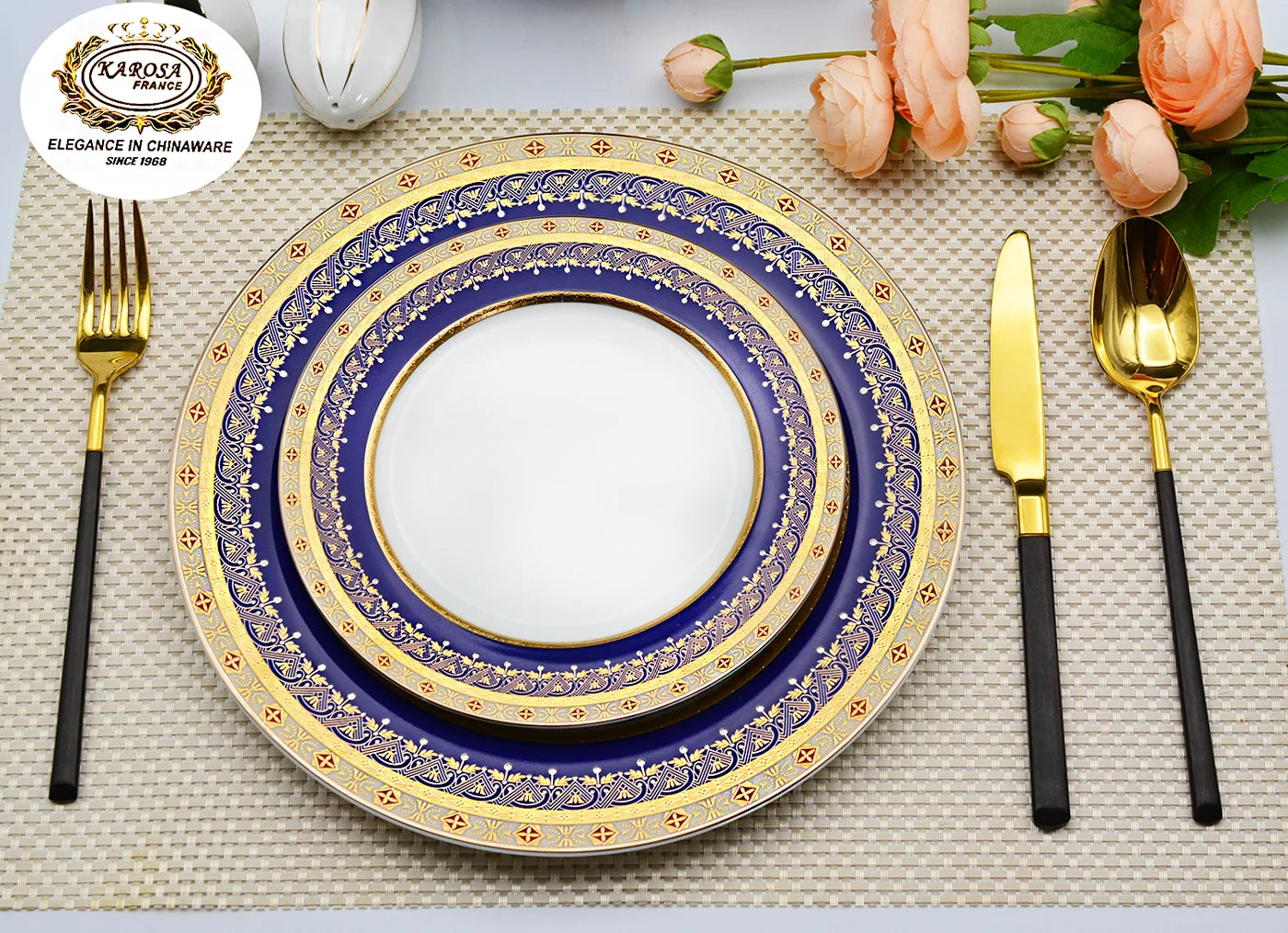 98pcs  Modern Luxury Porcelain Dinner Set With 24k Pure Gold Decoration Embossed Gold Bone Plates Sets Dinnerware