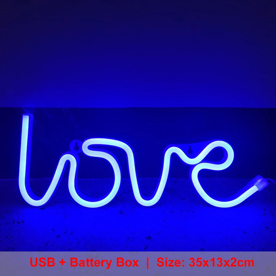 LOVE Neon Light Sign Decoration Lamp Nightlight Ornaments LED Letter Bulbs for Room Party Weeding Romantic Proposal Gift