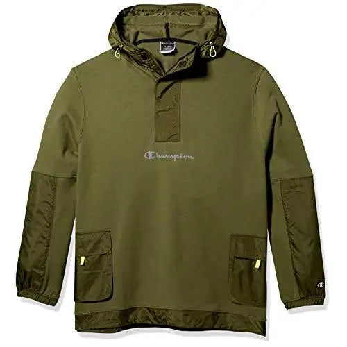 Champion Sideline 1/2 Zip Pullover-Chest Reflective Script Mens Jackets Color: Black | 100% Authentic