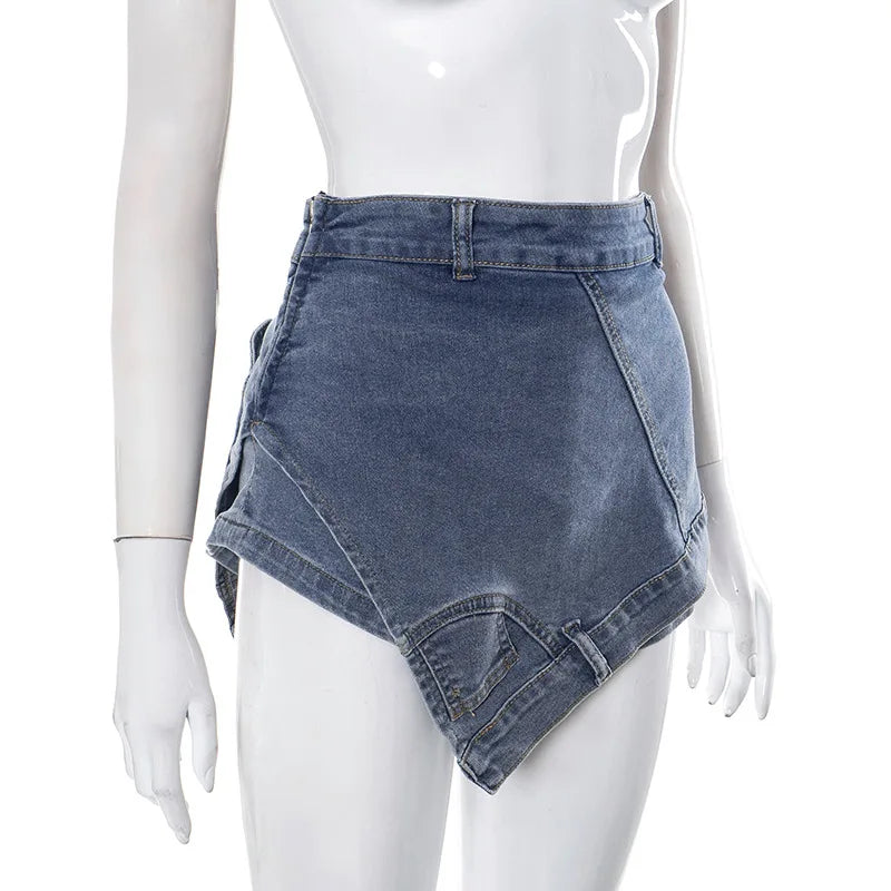 Liu Ming New Products Fashion Summer Women High Waist Jeans High Waist Stretch Denim Short Mini Skirt