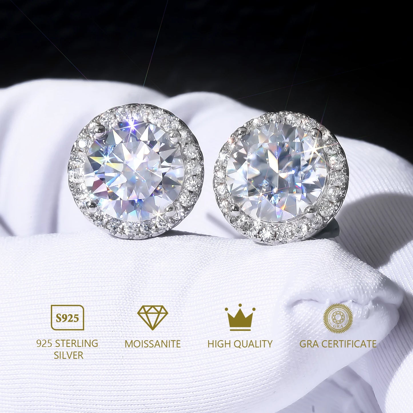 USA VVS Moissanite Earring Pass Diamond Tester 14K Gold Plated 925 Sterling Silver Christmas Gift Women GRA Lab Diamond Stud Men