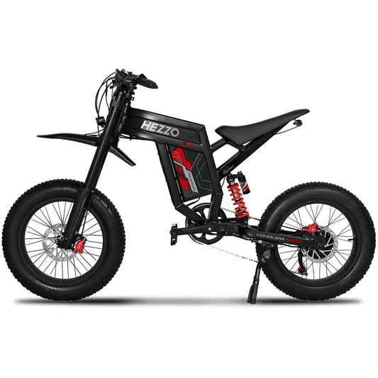 US EU Stock HEZZO D5 60V 3000W Electric Bike Off-road 43Mph 20Inch Fat Tire Ebike 30Ah Removable 150Km Cross Electric Dirt Bike