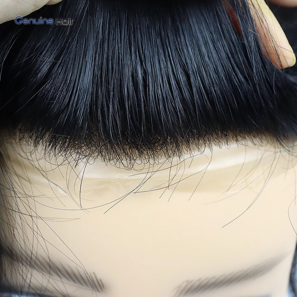 Unnoticeable Silk Base Men's Toupee 100% Remy Human Hair Prosthesis Natural Hairline Thin Skin Durable Wig for Asian Men