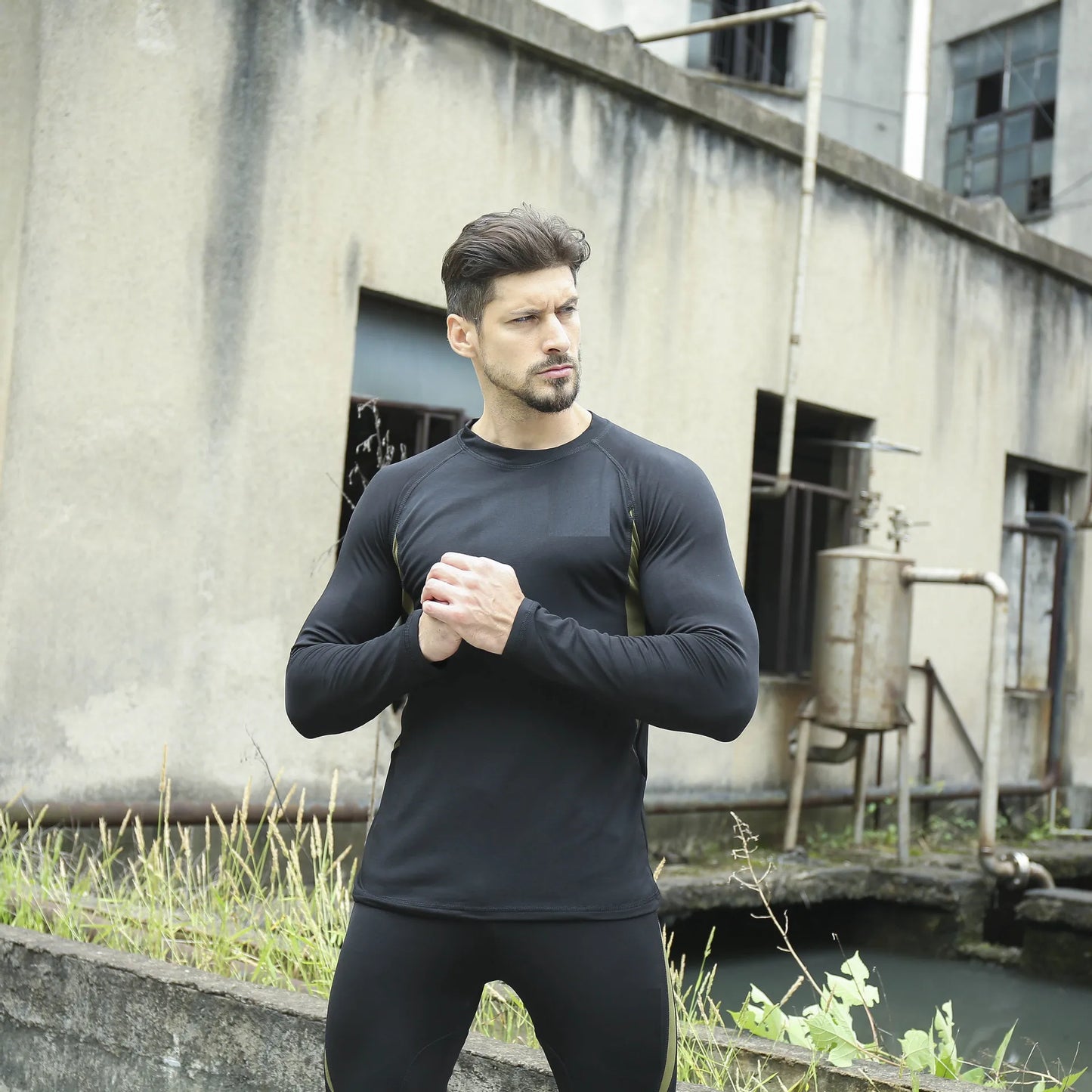 Men's Thermal Shapewear Skiing Warm Breathable Quick Dry 220g Base Layer Set Fleeced Tops Pants Fitness Gym