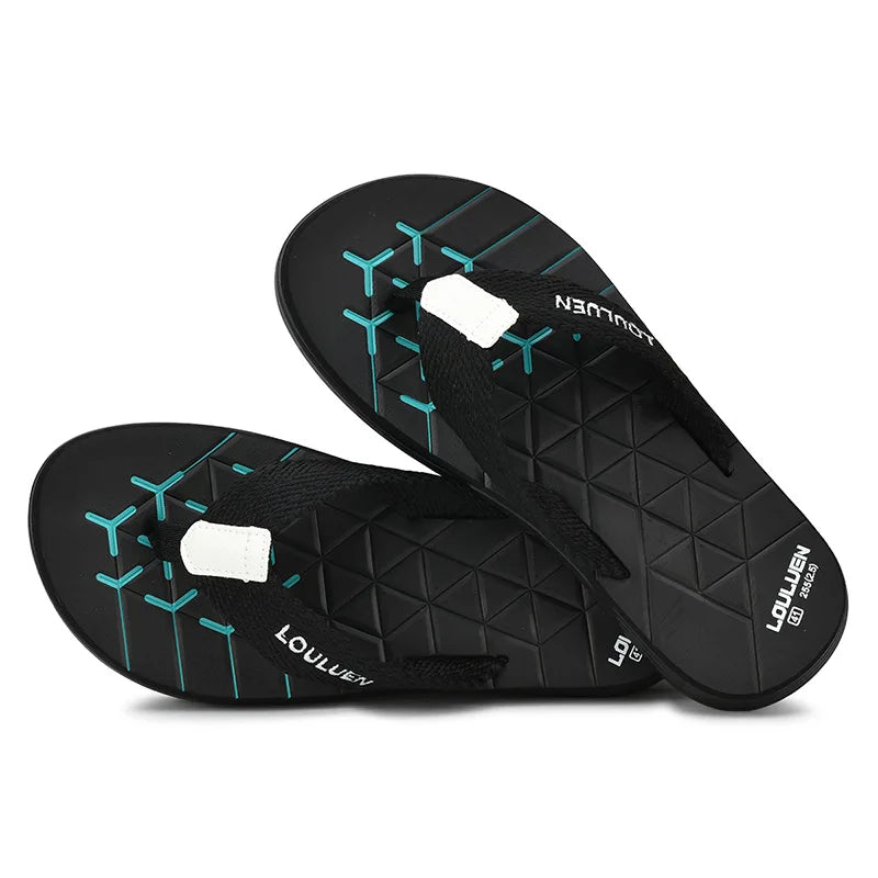 Sandals Men Beach slippers Shoes Outdoor Non-slip Slippers Striped Color Matching Beach Leisure Flip-flops Mens Slides Slipper