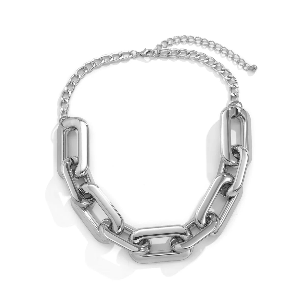 Hip Hop Simple Punk Style Square Thick Necklace Women's Retro Gold Color Metal Clavicle Necklaces Men's Charm Fashion Jewelry