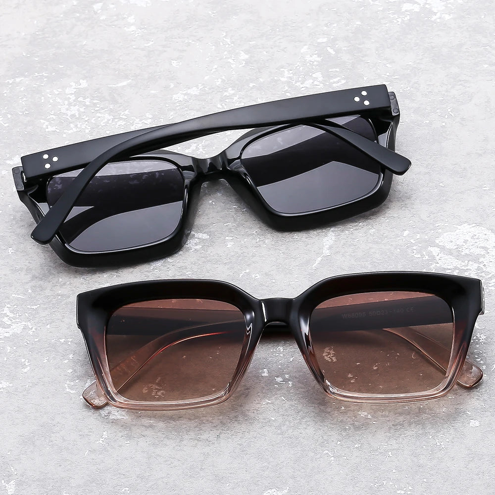W68095 Unisex Retro Sun Protection Sunglasses Korean Style PC Frame UV400 Tea Tac for Men Women Driving Trend Europe America