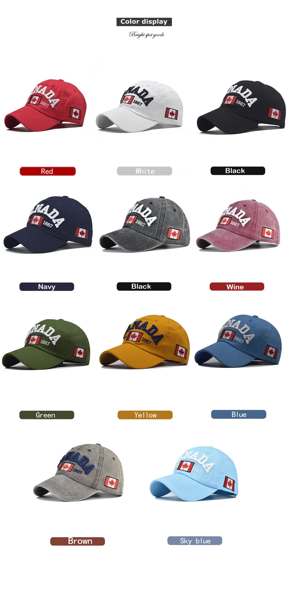 Baseball Cap CANADA Letter Embroidery Leisure Fashion Sun hat Spring Autumn Washed denim baseball Sport cap Hip Hop Fitted Cap