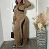 Women  New Arrival Autumn Winter Jumpsuit Color Patchwork Zipper Long Sleeved Sporty Romper