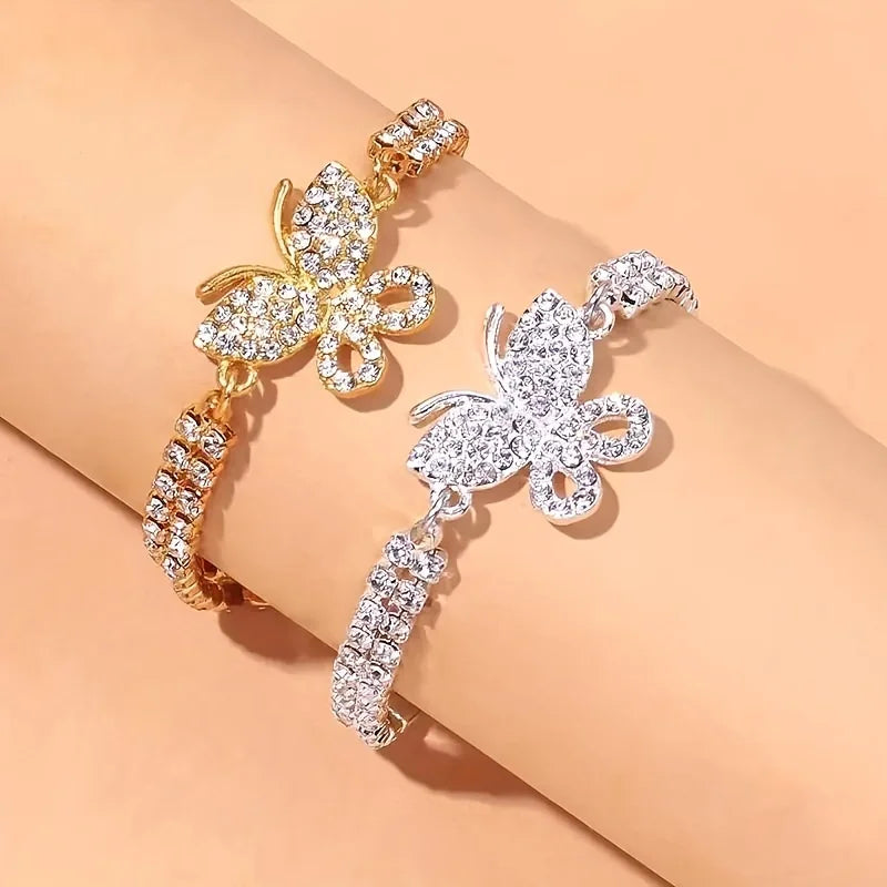 Sparkling Butterfly Tennis Ankles Perfect Jewelry Footwear for Summer Beach Wedding Parties, for Teenager
