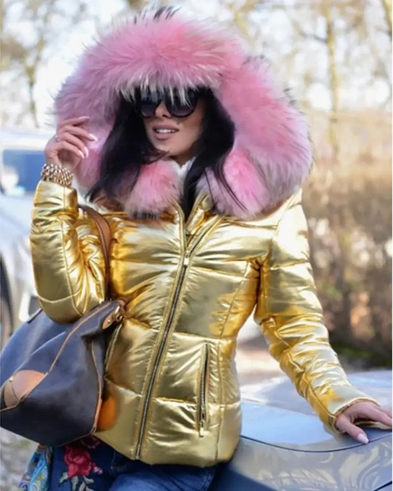 Liu Ming Oem Odm Winter Women Clothing Fashion Hood Faux Fur Collar Outwear Parkas Ladies Jacket Plus Size Coat