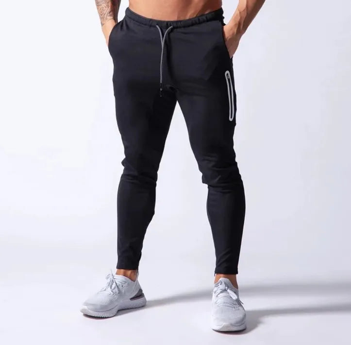 Men's Skinny Compression Pants With Zipper Pockets Workout Running Leggings Fitness Jogger Gym Trousers