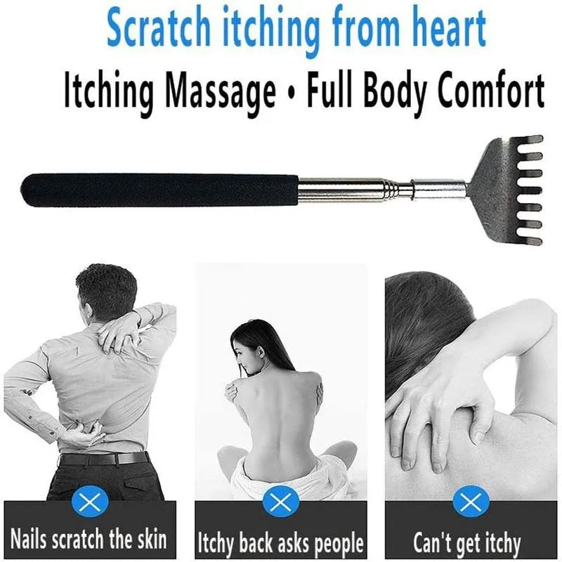 Steel Retractable Itching Scratching Rake Scratcher Massage Tool 1pc Back Scratcher Telescopic