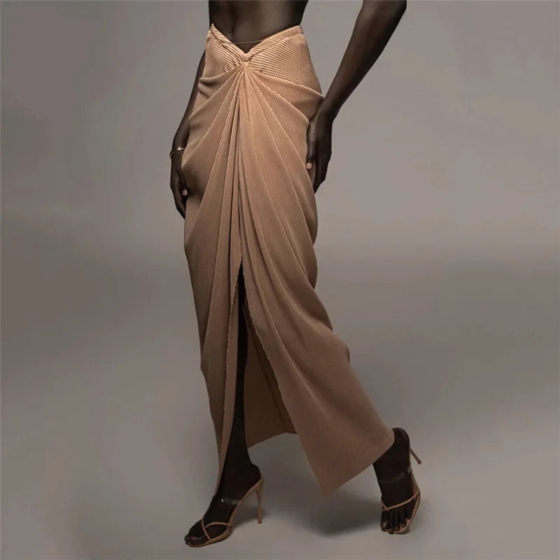 WY8334 2022 Wholesale Solid Women Fashion Skirts High Waist Side Split Maxi Skirt Dress Club Wear
