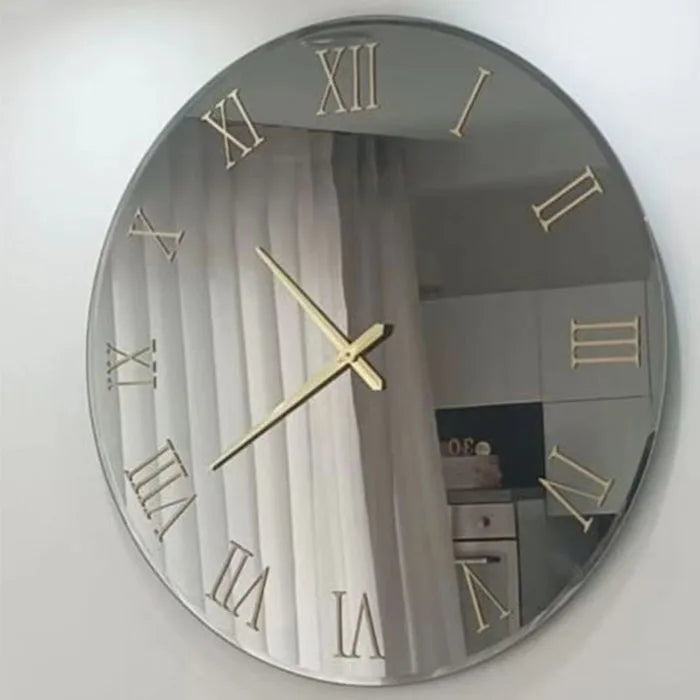 46CM Indoor With LED Night Light Mirror Living Room Wall Hanging Roman Number Round Glass Home Decor Clock Dropshipping DDP