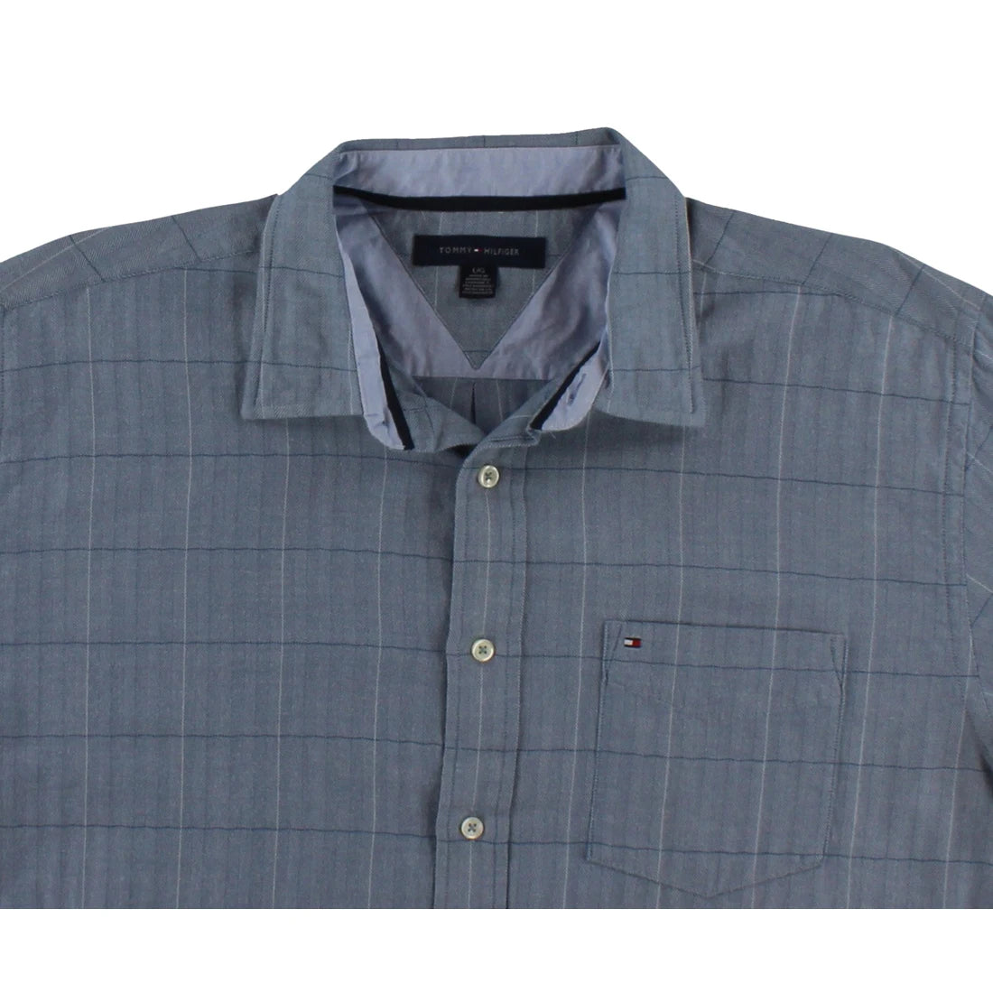 Tommy Hilfiger Men's Collar Striped Button Down Light Blue Color: Blue | 100% Authentic