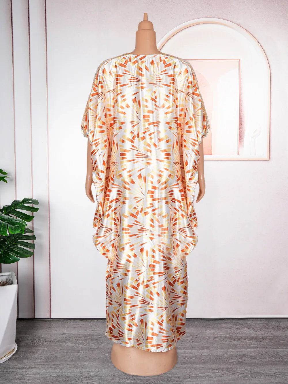 New Fashion Women Africa Summer Spring Short Sleeve Robe Printing Patchwork Sequin V-neck Long Dress Muslim Casual Dresses