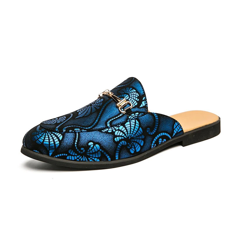 2026 Men Party Dress Shoes Loafer Genuine Leather Slippers Wear Wedding Fashion Trend Half Slippers Summer Men's Shoes